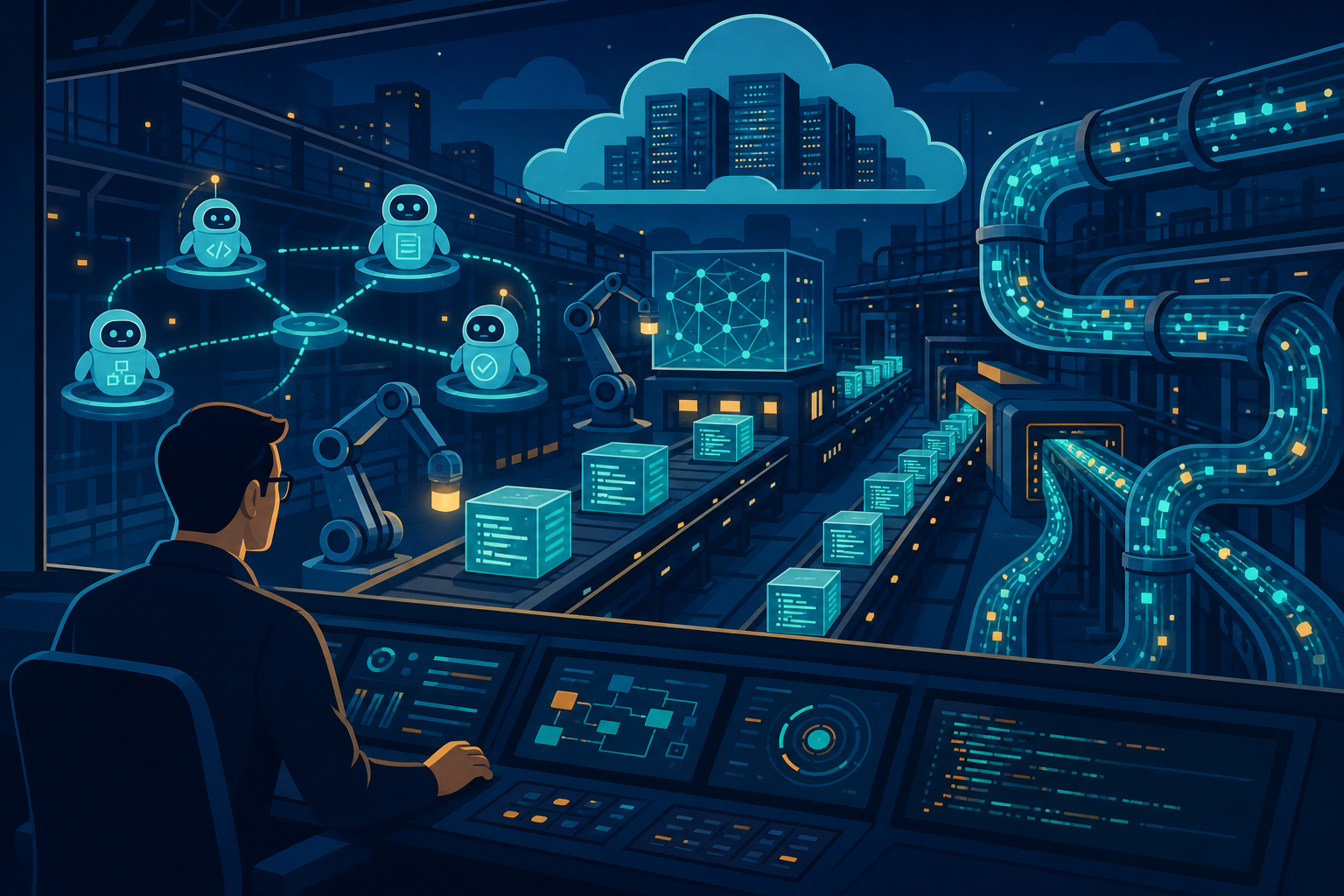 Picture of a man managing a agent factory